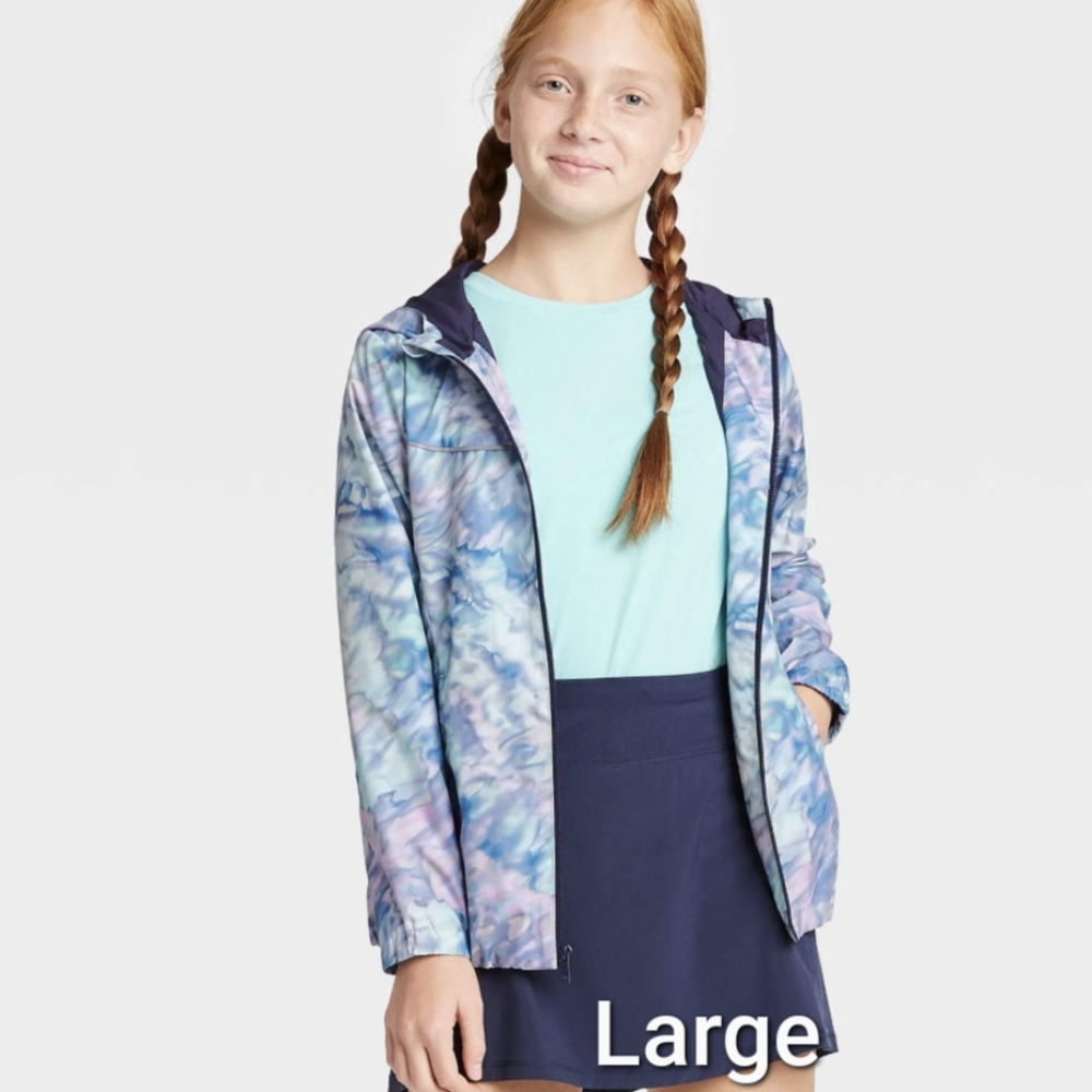 Girls BOTH Large spring jackets BUNDLE zip up hood L Ages 8 10 tween